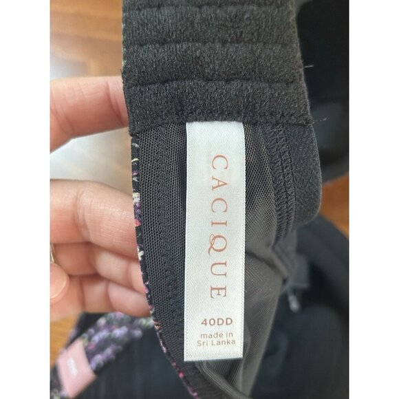 Cacique Lane Black & Purple Floral Lightly Lined Full Coverage Bra Plus NWT 40DD - Picture 6 of 8